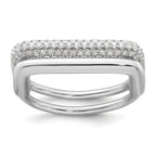 Sterling Silver Rhodium-plated Polished and Pave CZ Square Size 8 Two Ring Set