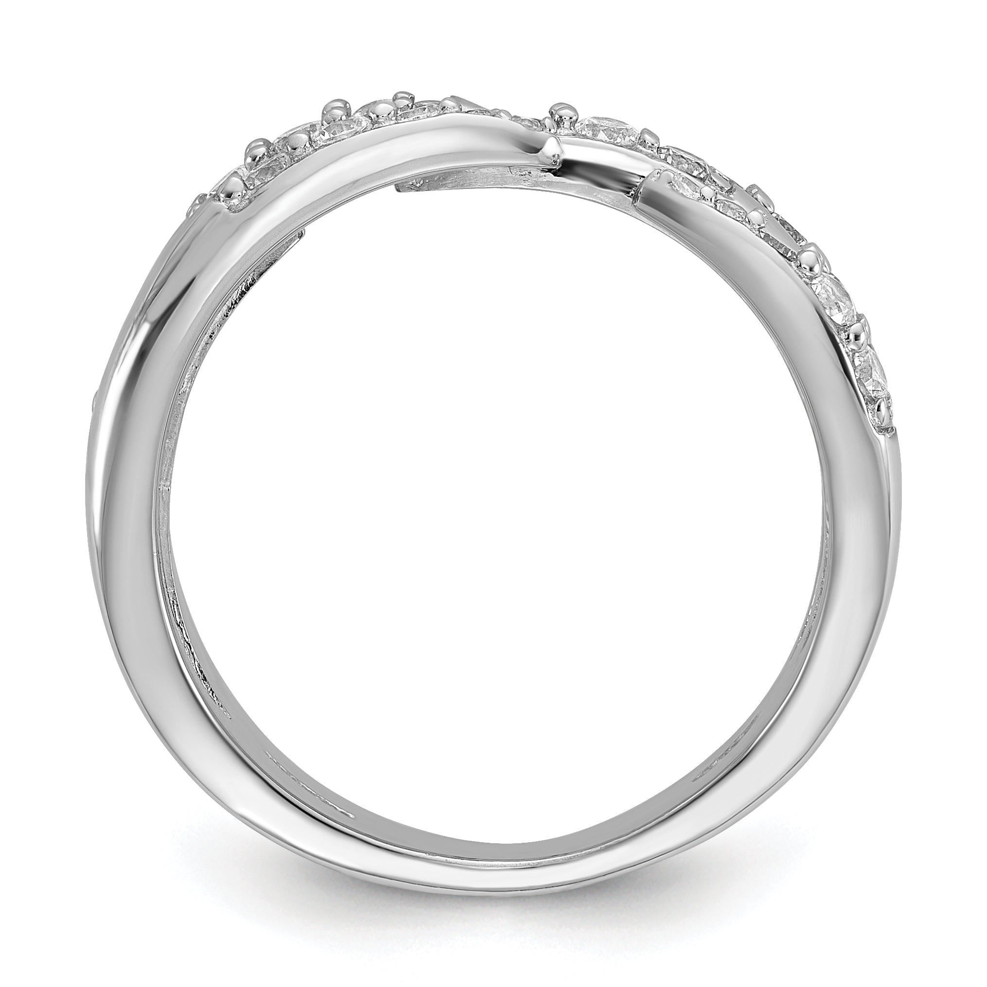 Sterling Silver Rhodium-plated CZ Polished Multi-Row Size 6 Ring Secondary image