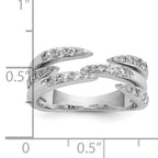 Sterling Silver Rhodium-plated CZ Polished Multi-Row Size 8 Ring