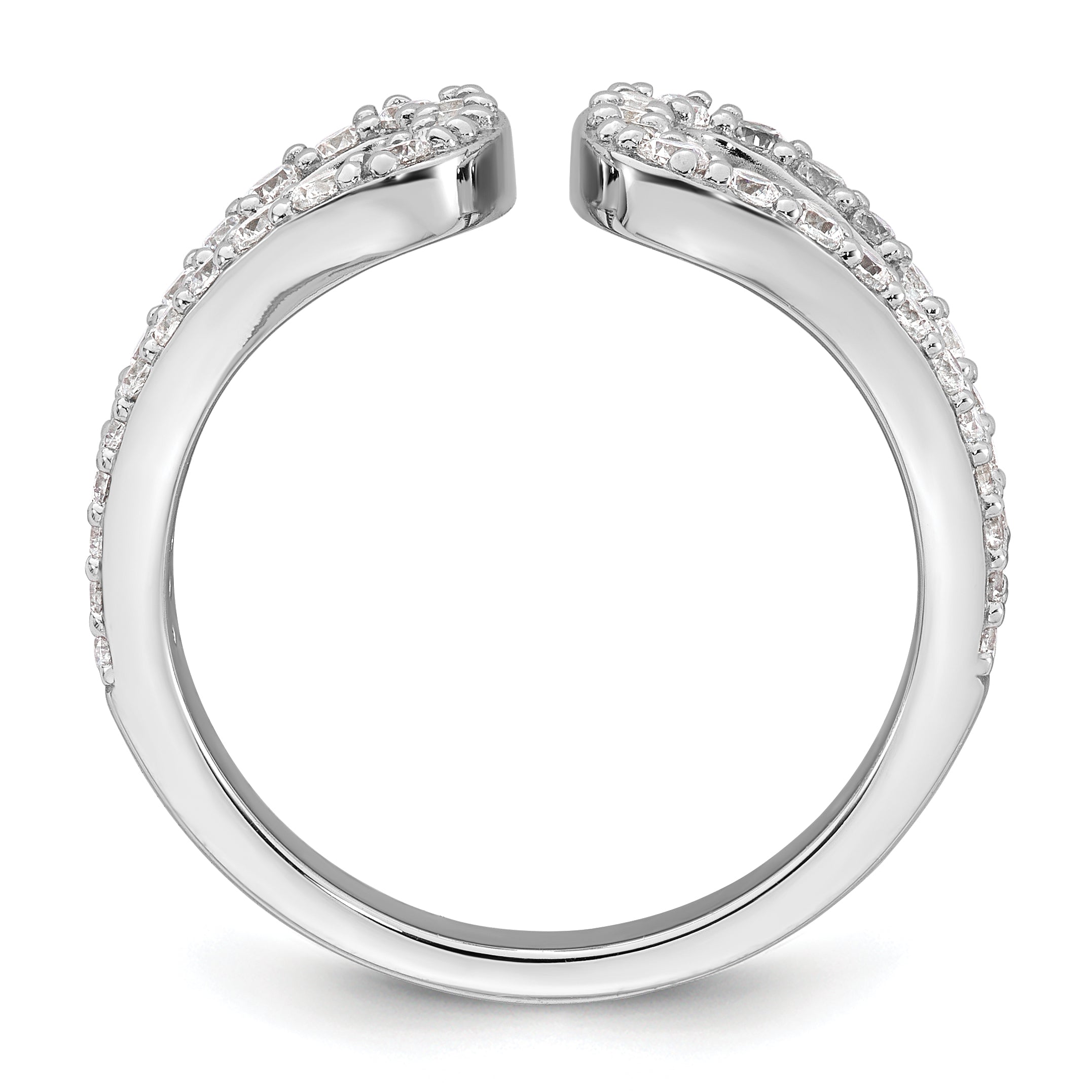 Sterling Silver Rhodium-plated Polished CZ Open Top Size 8 Ring