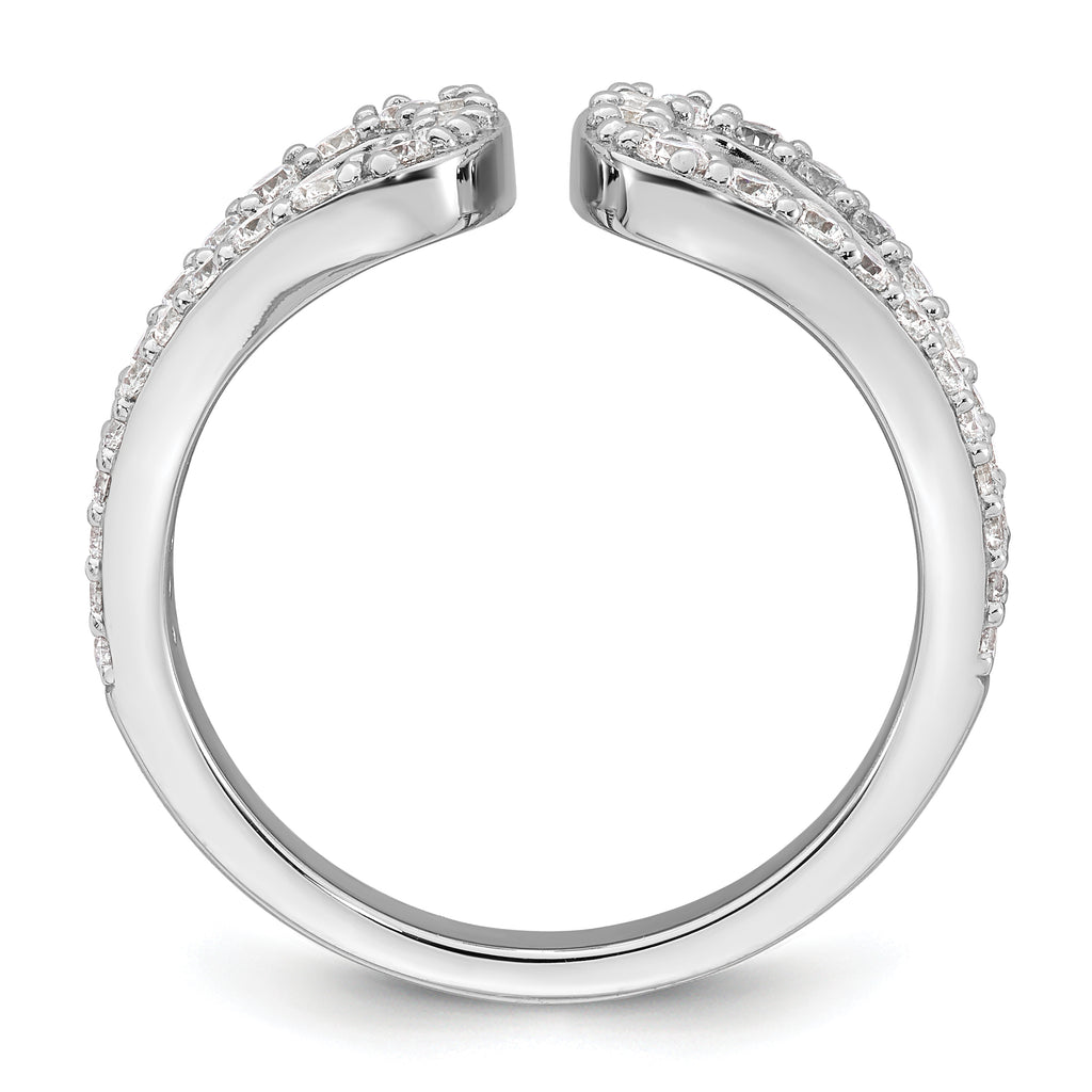 Sterling Silver Rhodium-plated Polished CZ Open Top Size 8 Ring