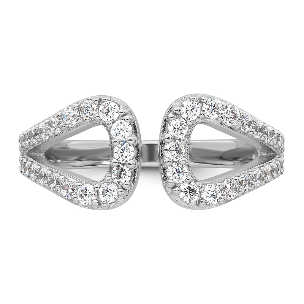 Sterling Silver Rhodium-plated Polished CZ Open Top Size 8 Ring
