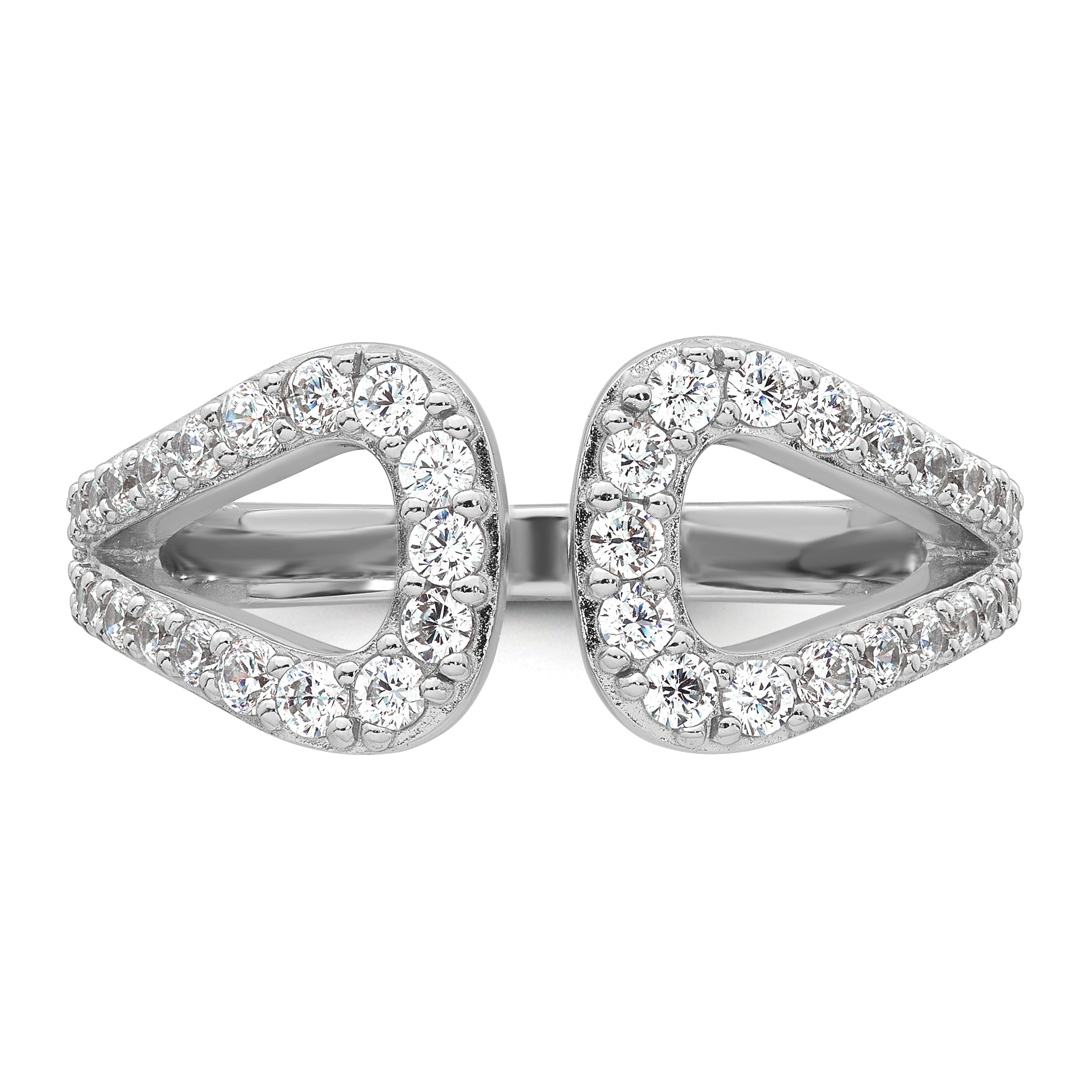 Sterling Silver Rhodium-plated Polished CZ Open Top Size 8 Ring