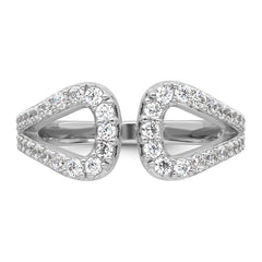 Sterling Silver Rhodium-plated Polished CZ Open Top Size 8 Ring