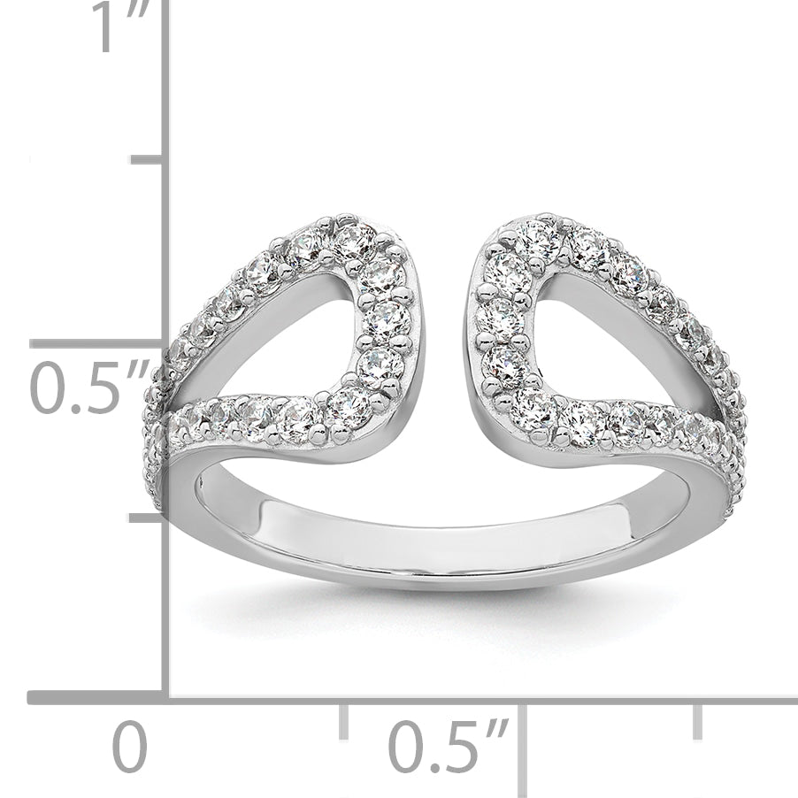Sterling Silver Rhodium-plated Polished CZ Open Top Size 8 Ring