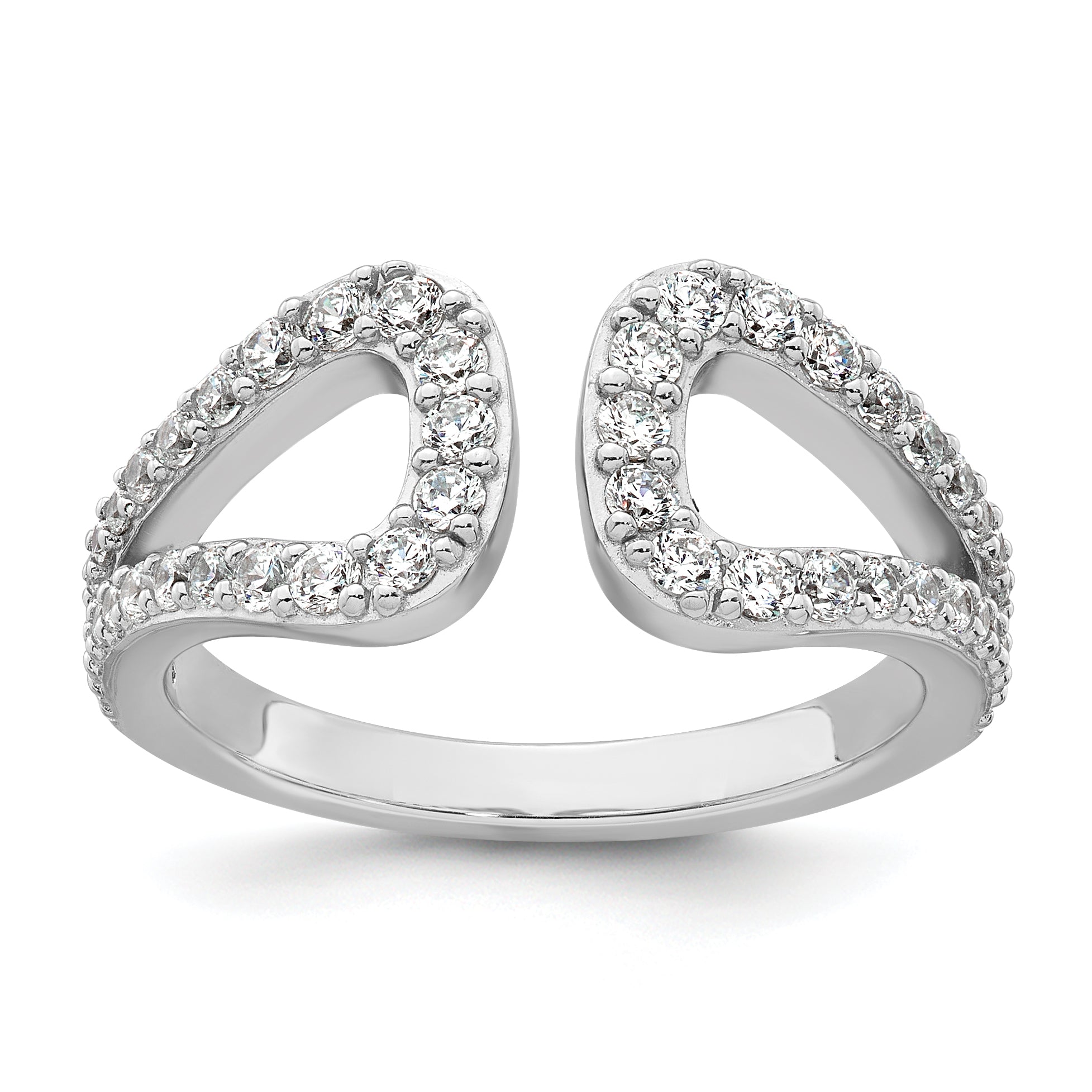 Sterling Silver Rhodium-plated Polished CZ Open Top Size 8 Ring