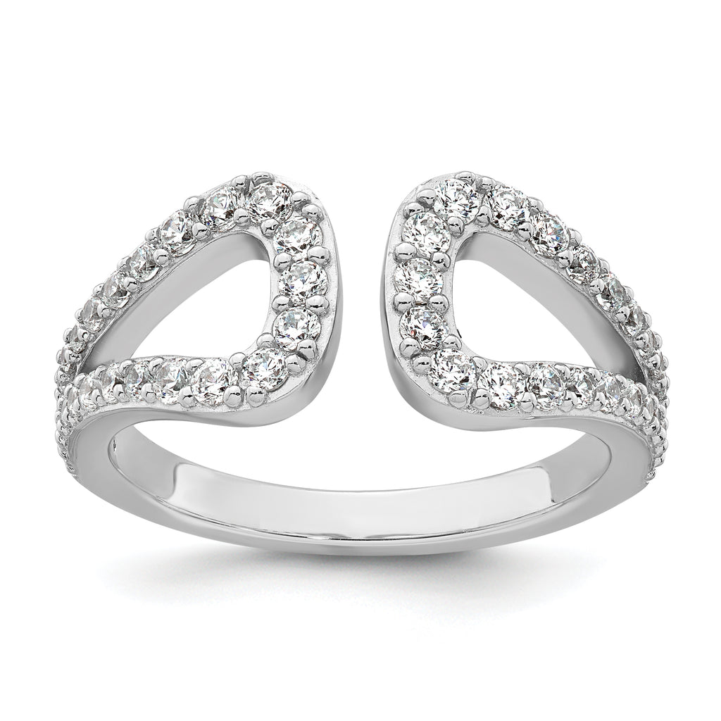 Sterling Silver Rhodium-plated Polished CZ Open Top Size 8 Ring