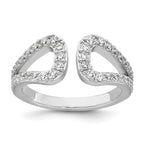 Sterling Silver Rhodium-plated Polished CZ Open Top Size 8 Ring