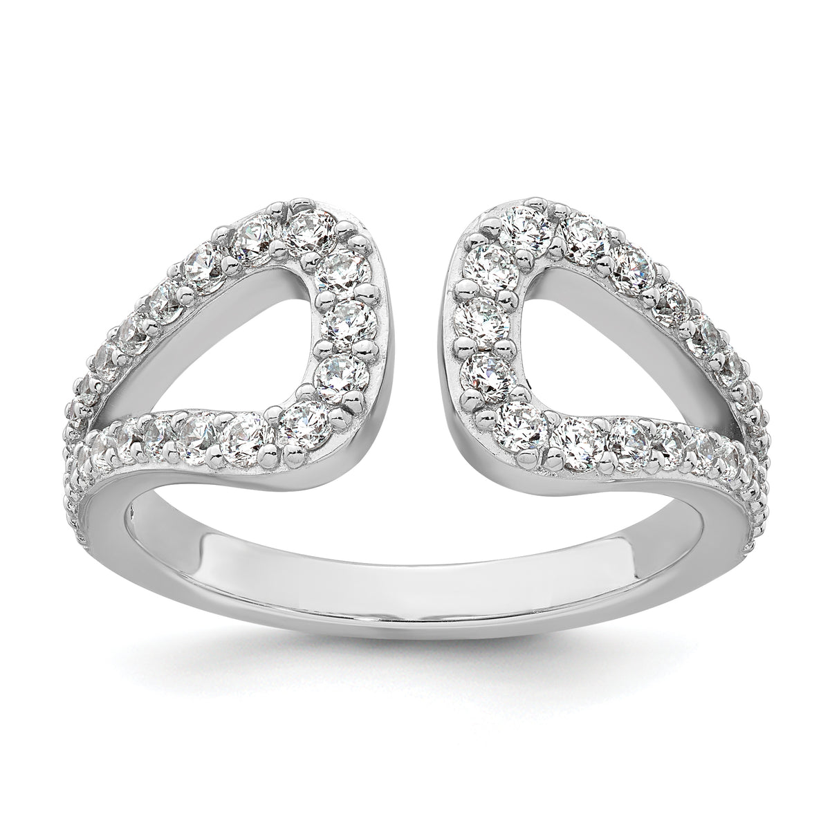 Sterling Silver Rhodium-plated Polished CZ Open Top Size 8 Ring