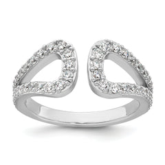 Sterling Silver Rhodium-plated Polished CZ Open Top Size 8 Ring