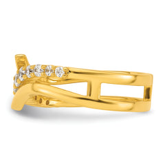 Sterling Silver Gold-tone Polished Fancy CZ Size 8 Bypass Ring