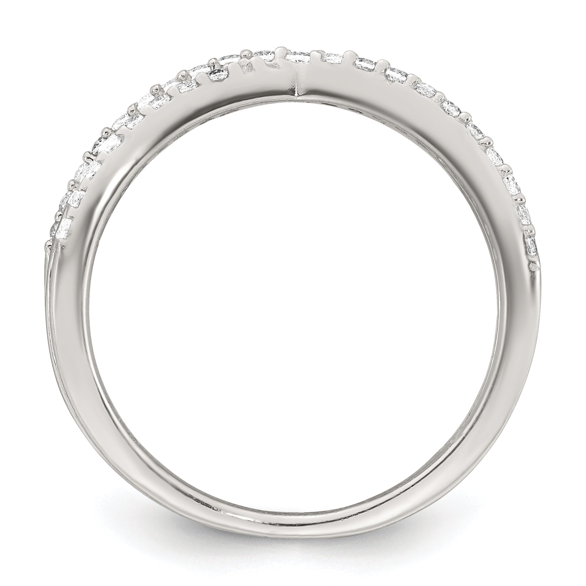 Sterling Silver Polished White CZ Fancy Crossed Size 6 Ring Secondary image