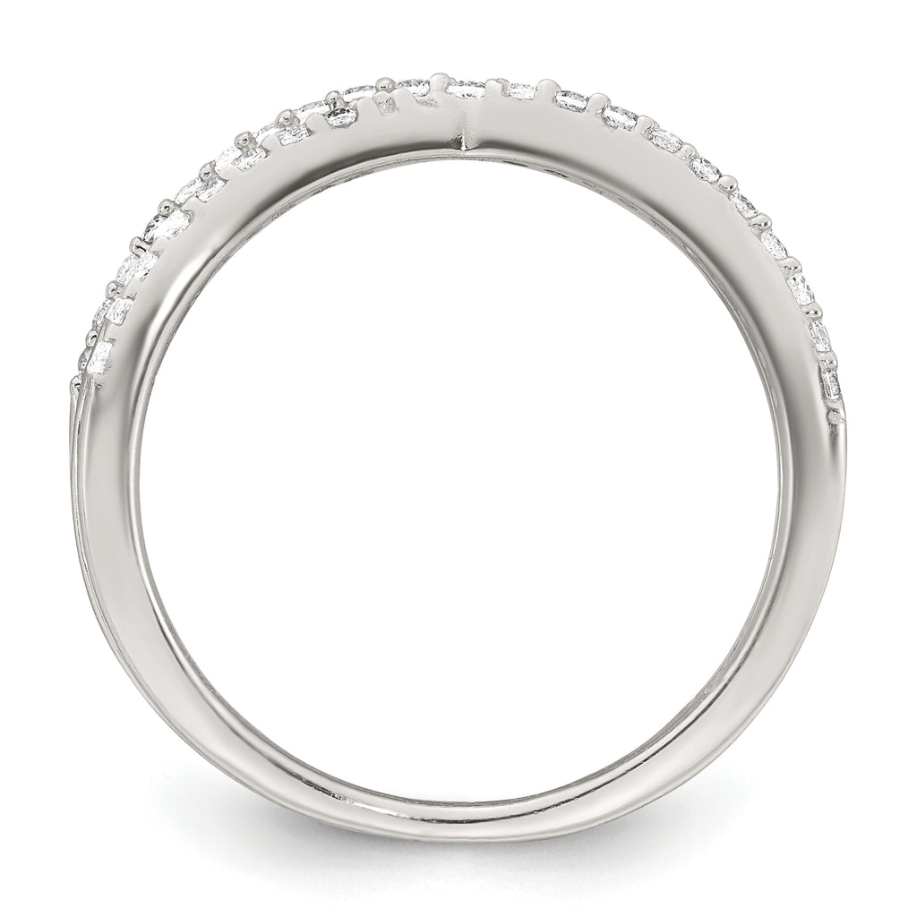 Sterling Silver Polished White CZ Fancy Crossed Size 8 Ring