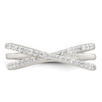 Sterling Silver Polished White CZ Fancy Crossed Size 8 Ring
