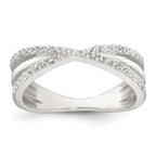 Sterling Silver Polished White CZ Fancy Crossed Size 8 Ring
