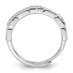 Sterling Silver Rhodium-plated Polished Pave CZ Squares Size 8 Adjustable Ring