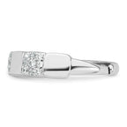 Sterling Silver Rhodium-plated Polished Pave CZ Squares Size 8 Adjustable Ring