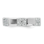 Sterling Silver Rhodium-plated Polished Pave CZ Squares Size 8 Adjustable Ring