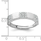 Sterling Silver Rhodium-plated Polished Pave CZ Squares Size 8 Adjustable Ring