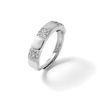 Sterling Silver Rhodium-plated Polished Pave CZ Squares Size 8 Adjustable Ring
