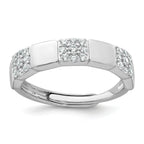 Sterling Silver Rhodium-plated Polished Pave CZ Squares Size 8 Adjustable Ring