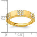 Sterling Silver Gold-tone Polished Pave CZ Squares Size 8 Adjustable Ring