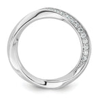 Sterling Silver Rhodium-plated Polished and Twisted CZ 3.1mm Band Size 8 Ring