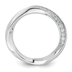 Sterling Silver Rhodium-plated Polished and Twisted CZ 3.1mm Band Size 8 Ring