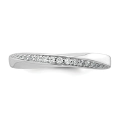 Sterling Silver Rhodium-plated Polished and Twisted CZ 3.1mm Band Size 8 Ring