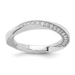 Sterling Silver Rhodium-plated Polished and Twisted CZ 3.1mm Band Size 8 Ring
