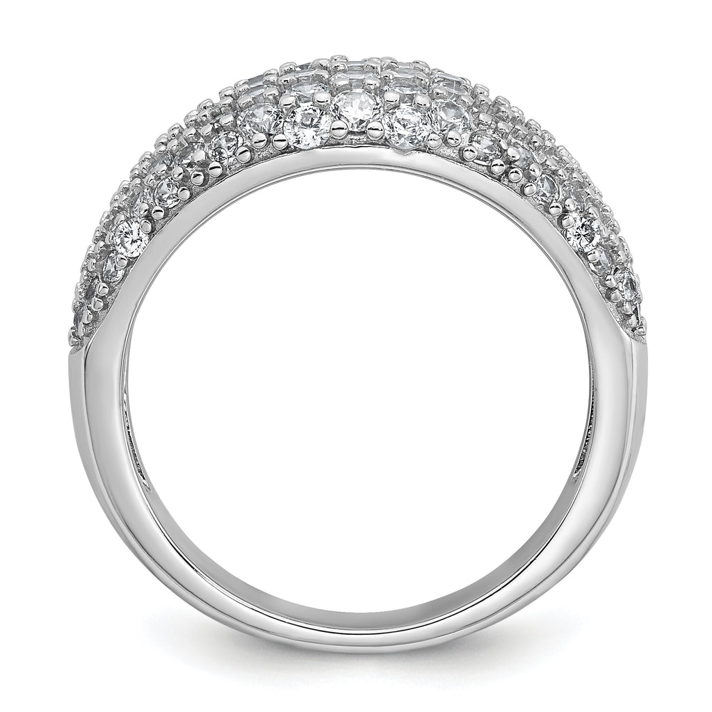 Sterling Silver Rhodium-plated Polished Tapered Pave CZ Size 8 Ring