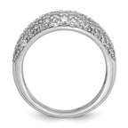 Sterling Silver Rhodium-plated Polished Tapered Pave CZ Size 8 Ring