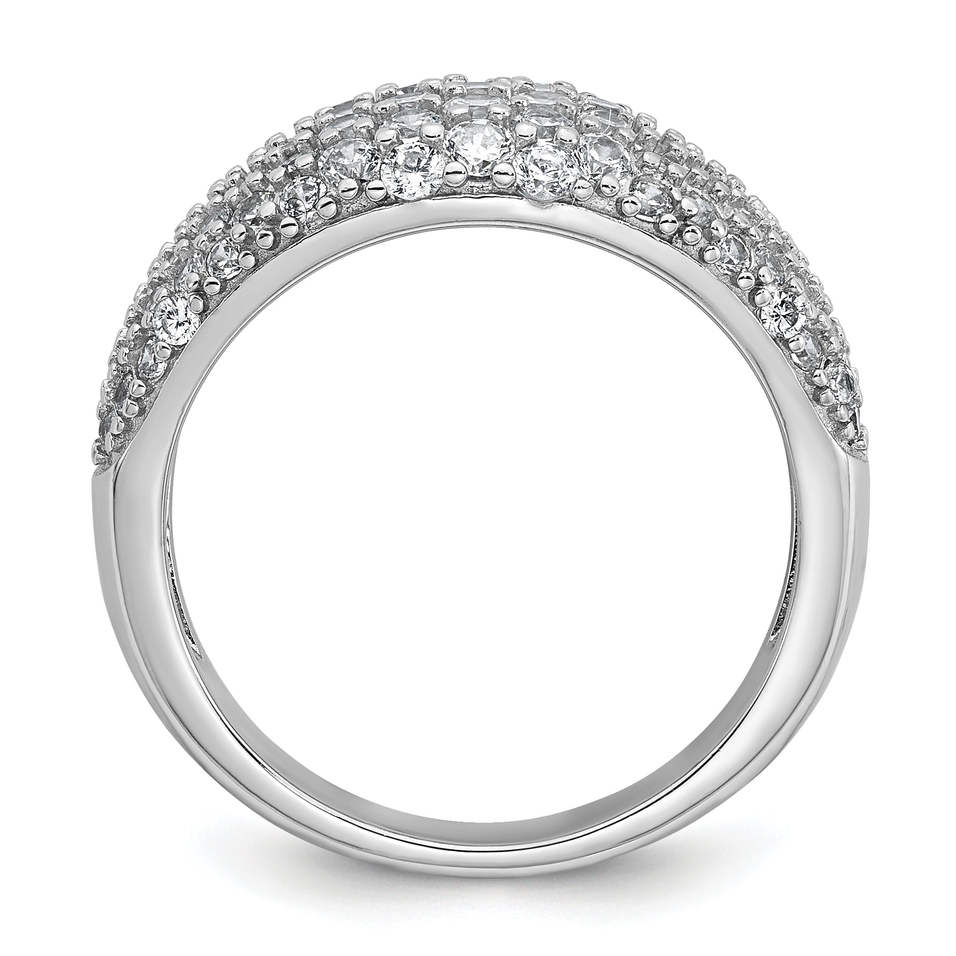 Sterling Silver Rhodium-plated Polished Tapered Pave CZ Size 8 Ring