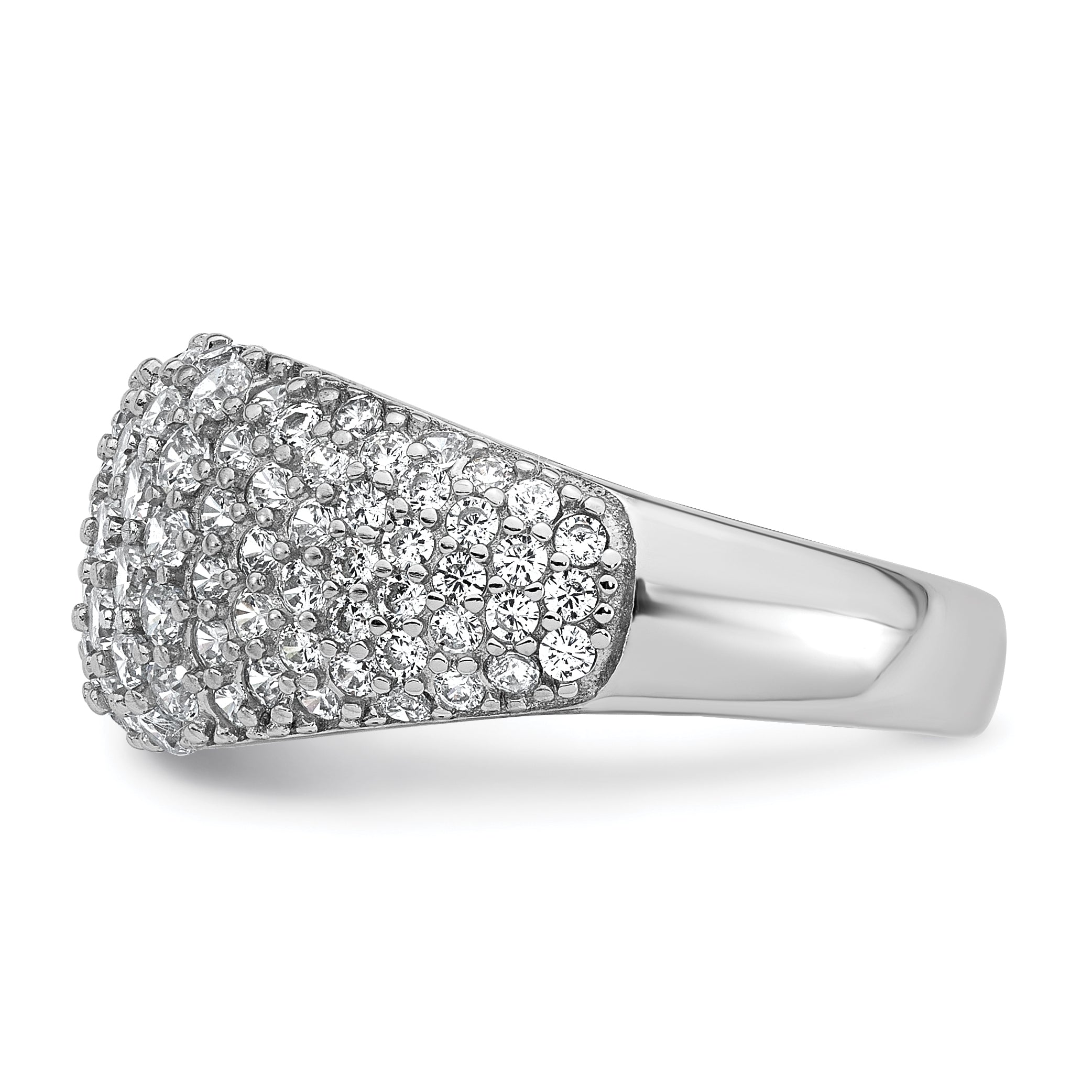 Sterling Silver Rhodium-plated Polished Tapered Pave CZ Size 8 Ring