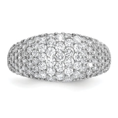 Sterling Silver Rhodium-plated Polished Tapered Pave CZ Size 8 Ring