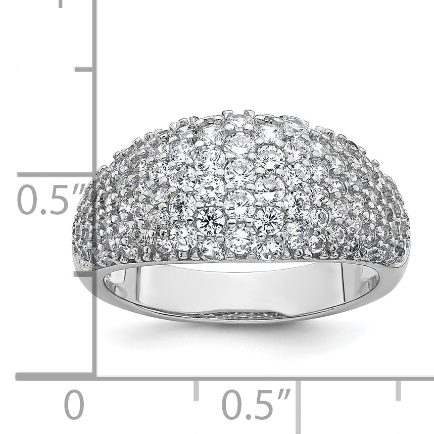 Sterling Silver Rhodium-plated Polished Tapered Pave CZ Size 8 Ring
