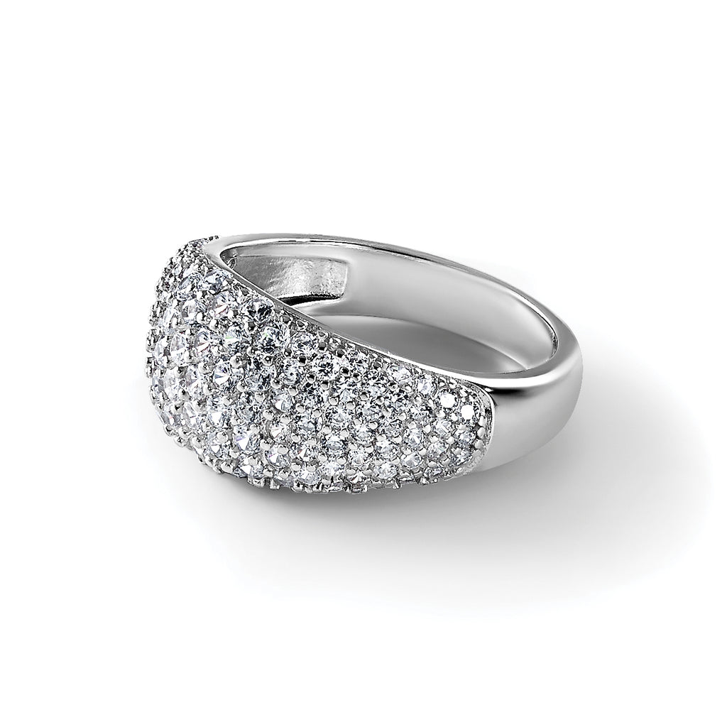 Sterling Silver Rhodium-plated Polished Tapered Pave CZ Size 8 Ring