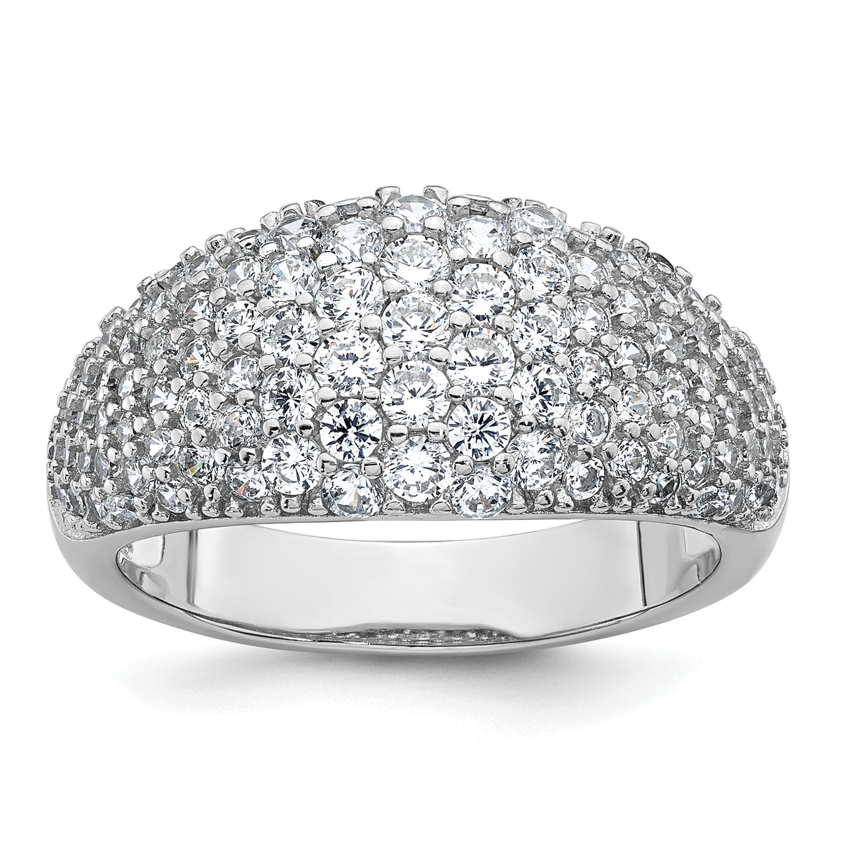 Sterling Silver Rhodium-plated Polished Tapered Pave CZ Size 8 Ring