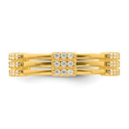 Sterling Silver Gold-tone Polished CZ 3-Row Size 8 Eternity Band Ring
