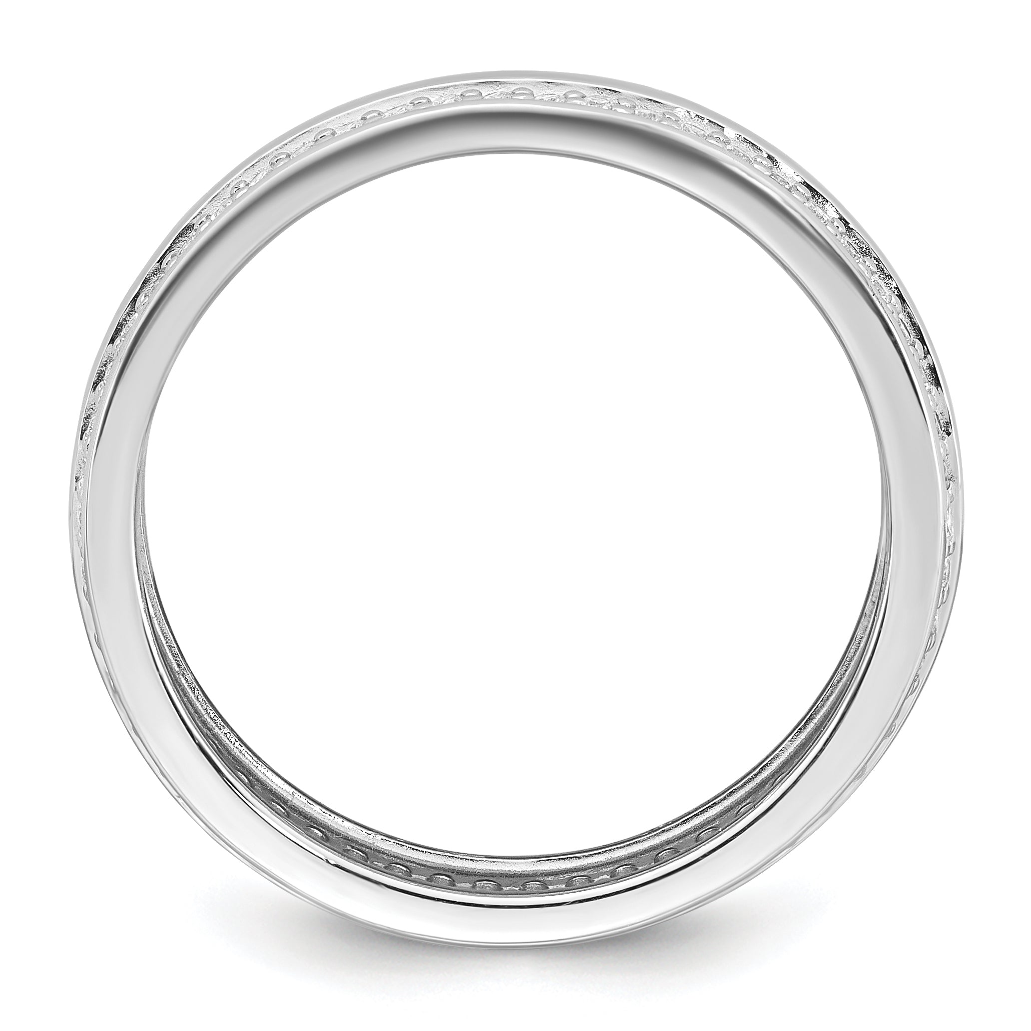Sterling Silver Rhodium-plated Polished 6.5mm CZ Band Size 6 Ring Secondary image