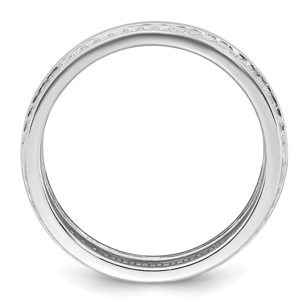 Sterling Silver Rhodium-plated Polished 6.5mm CZ Band Size 8 Ring