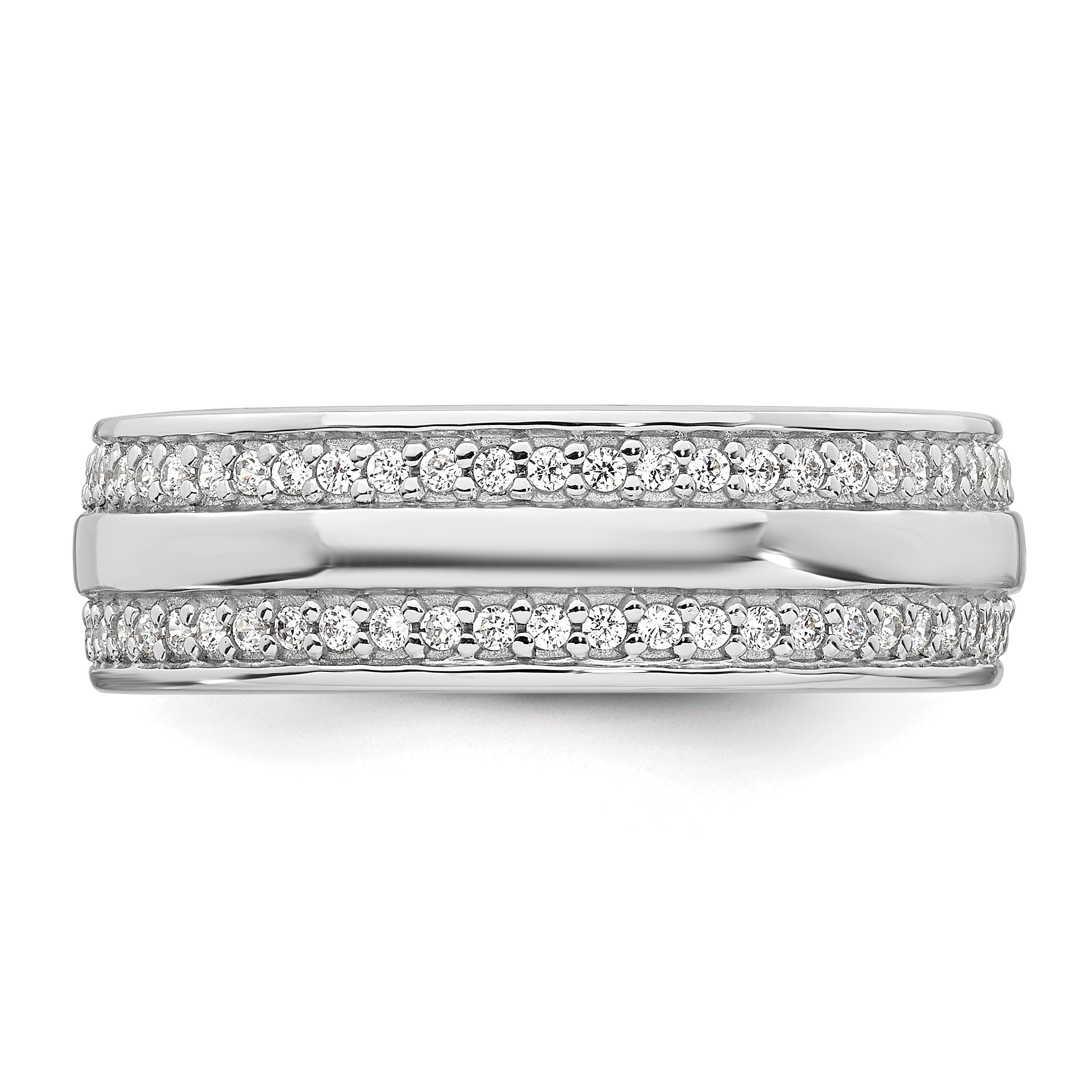 Sterling Silver Rhodium-plated Polished 6.5mm CZ Band Size 8 Ring
