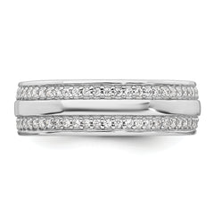 Sterling Silver Rhodium-plated Polished 6.5mm CZ Band Size 8 Ring