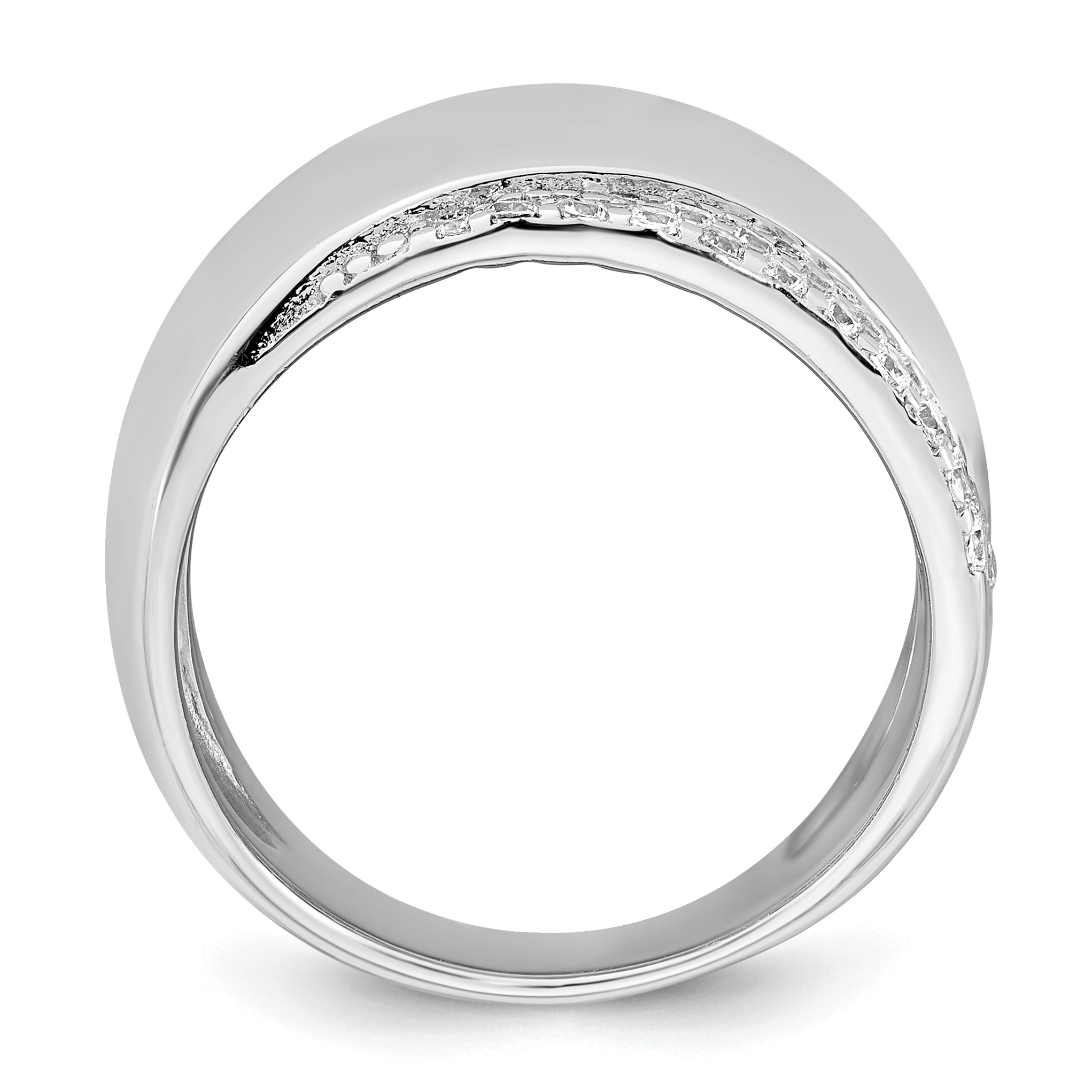 Sterling Silver Rhodium-plated Polished Fancy CZ Size 8 Ring