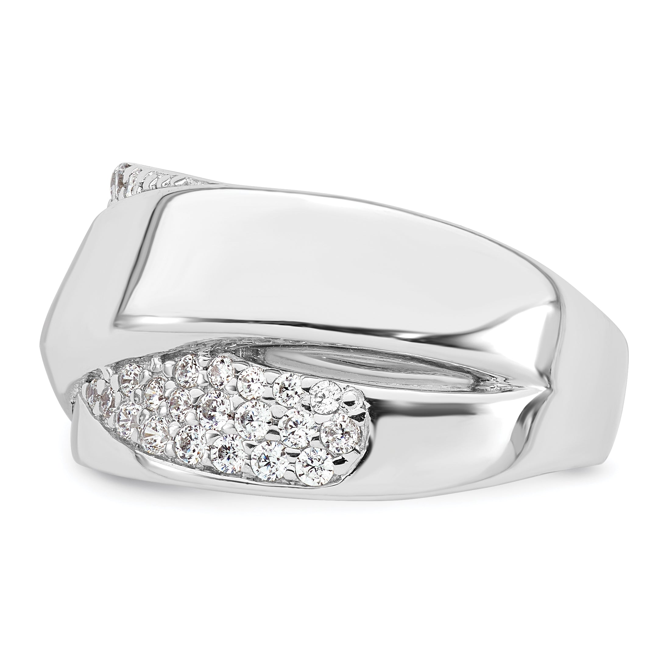 Sterling Silver Rhodium-Plated Polished Fancy Cubic Zirconi Size 8 Ring