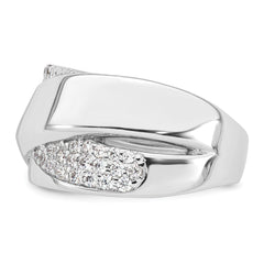 Sterling Silver Rhodium-plated Polished Fancy CZ Size 8 Ring