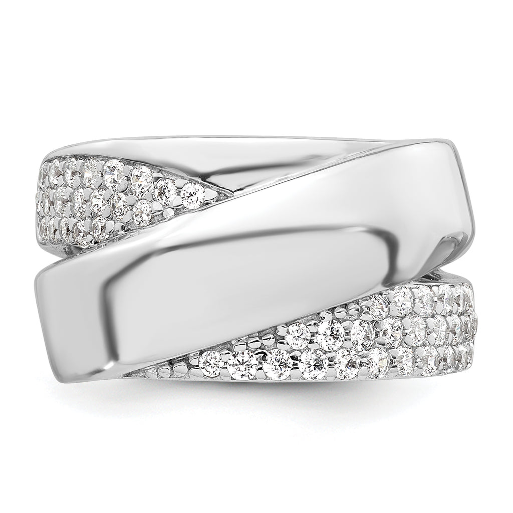 Sterling Silver Rhodium-Plated Polished Fancy Cubic Zirconi Size 8 Ring