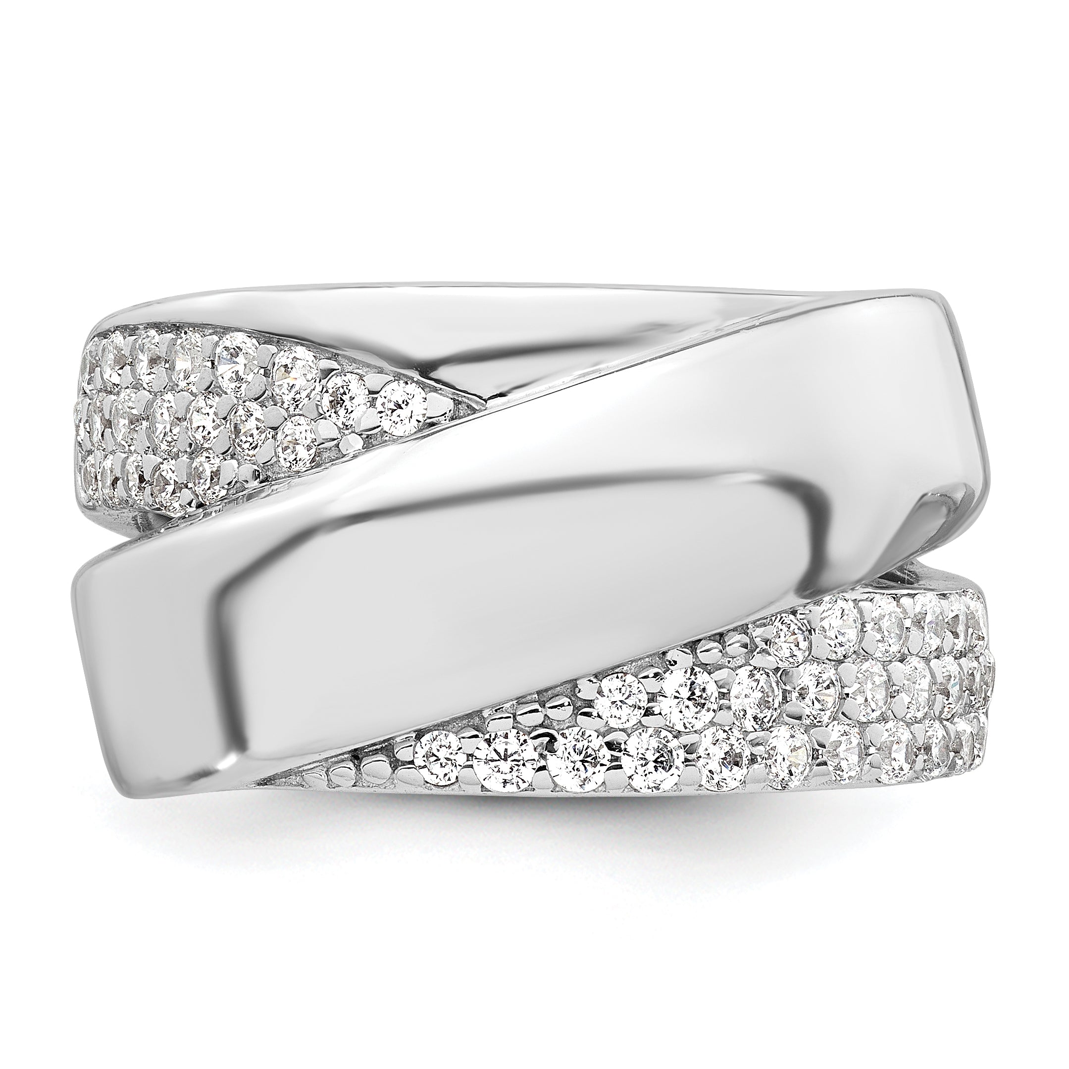 Sterling Silver Rhodium-Plated Polished Fancy Cubic Zirconi Size 8 Ring
