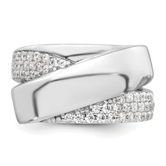 Sterling Silver Rhodium-plated Polished Fancy CZ Size 8 Ring