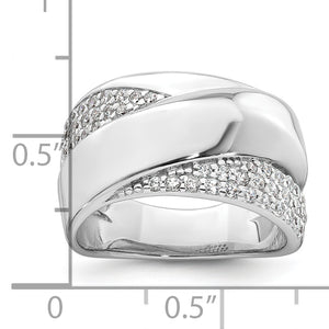 Sterling Silver Rhodium-Plated Polished Fancy Cubic Zirconi Size 8 Ring - Sophia Jewelers